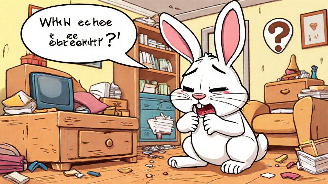 Un conejo frustrado destruye un hogar